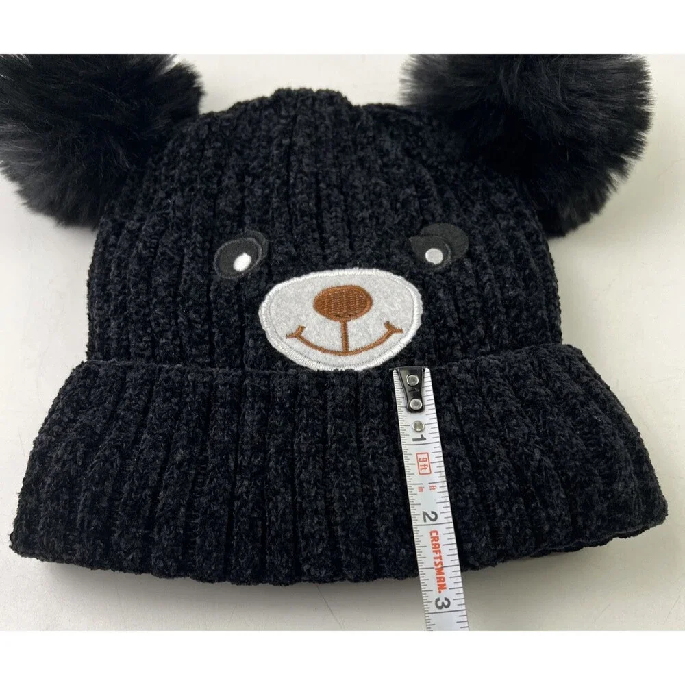 Black Bear Stretch Beanie Hat Insulated and Has Soft Fluffy Ears